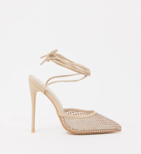 Beige trouwschoenen met diamantjes en enkelbandjes Public Desire