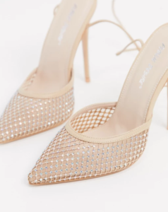Beige trouwschoenen met diamantjes en enkelbandjes Public Desire