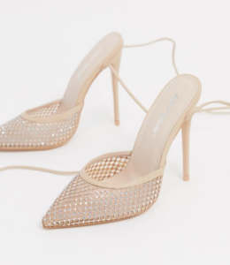 Beige trouwschoenen met diamantjes en enkelbandjes Public Desire