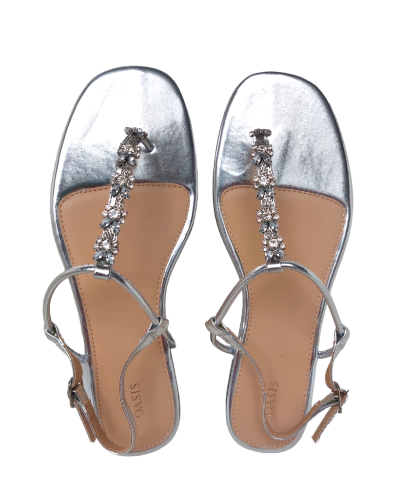 Platte trouwschoenen Oasis - Zilveren sandaaltjes